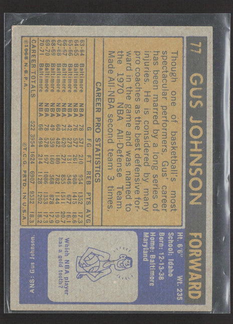 1971-72 Topps Gus Johnson #77