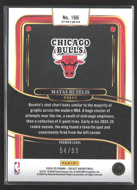 2024-25 Panini Select - Premier Level Matas Buzelis #166 White /99