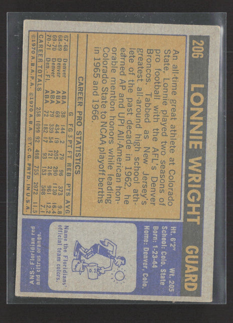 1971-72 Topps - Lonnie Wright #206 (RC)