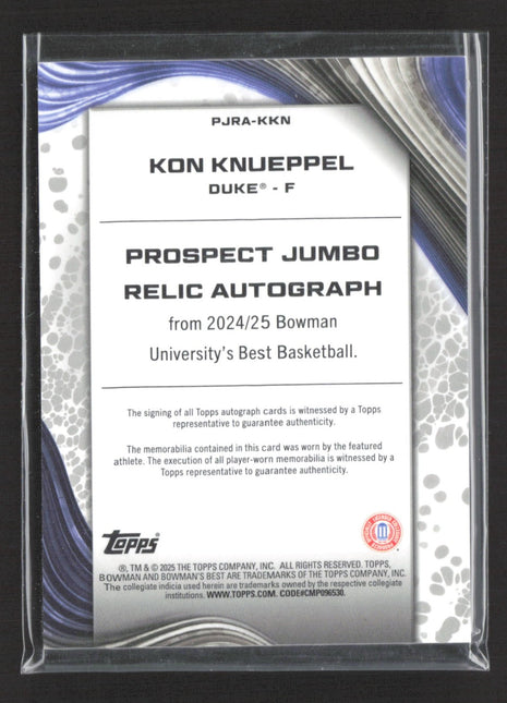 2024-25 Bowman University Best Kon Knueppel Gold Geometric Relic Auto /50