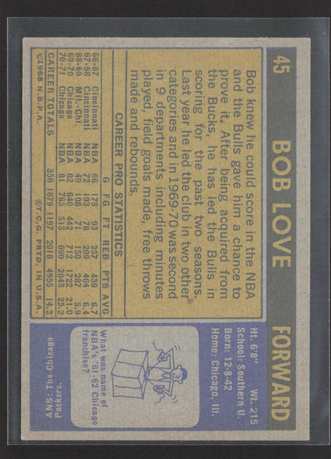1971-72 Topps - Bob Love #45