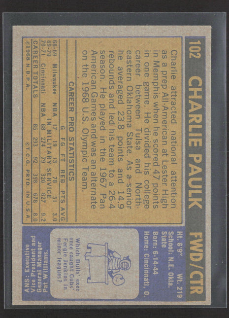 1971-72 Topps - Charlie Paulk #102