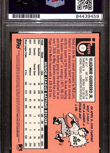 2018 Topps Heritage Vladimir Guerrero Jr. Signed Rc Auto #1 Psa Authentic