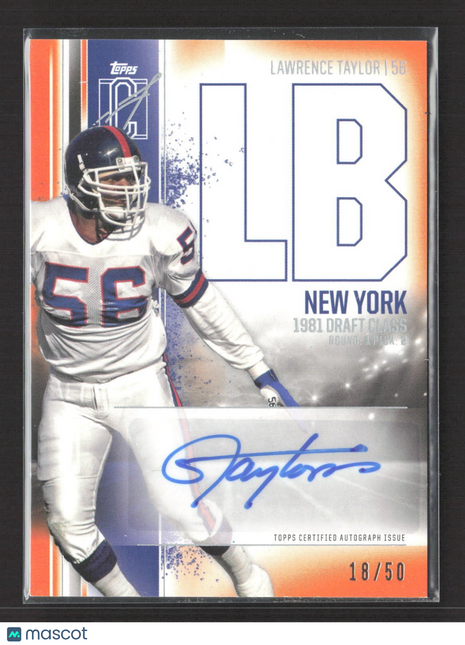 2024 Topps Signature Class - Lawrence Taylor Auto Orange /50 #VCA-LT