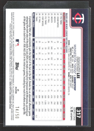 2025 Topps Series 1 - Brooks Lee #317 Big Head Gold /50 (RC)