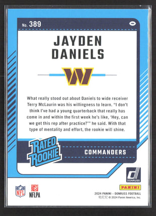 2024 Panini Donruss - Rated Rookie Jayden Daniels #389 (RC) No Name