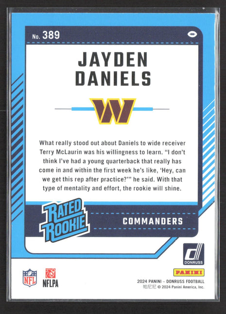 2024 Panini Donruss - Rated Rookie Jayden Daniels #389 (RC) No Name