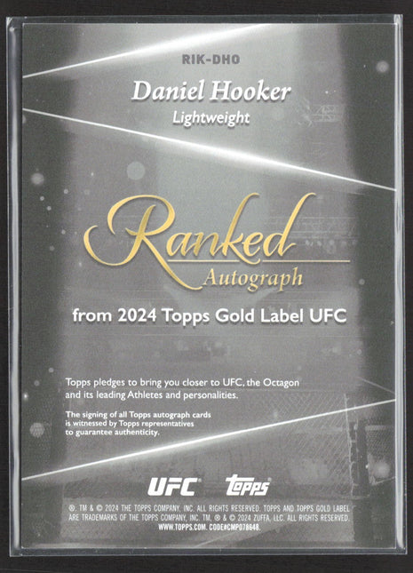 2024 Topps UFC Knockout Ranked Auto Dan hooker /299 #RIK-DHO