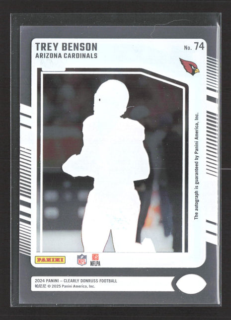 2024 Panini Clearly Donruss - Rated Rookie Trey Benson #74 Auto