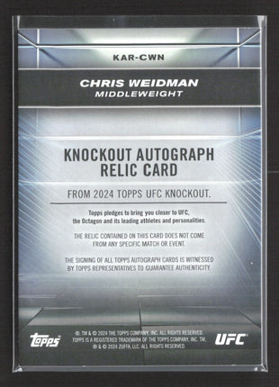 2024 Topps UFC Knockout Chris Weidman Relic Auto /199 #KAR-CWN