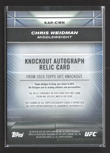 2024 Topps UFC Knockout Chris Weidman Relic Auto /199 #KAR-CWN