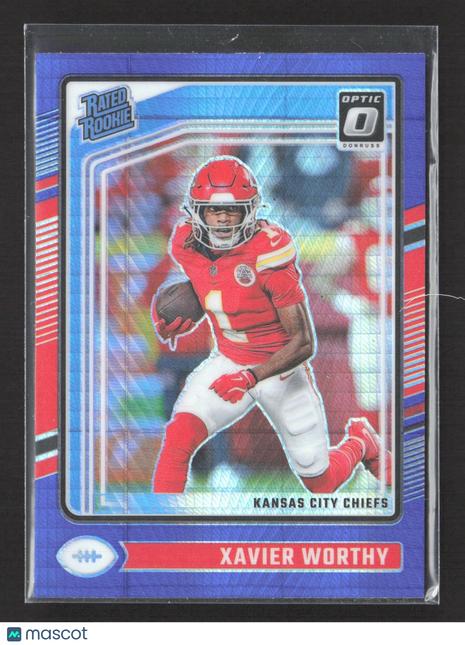 2024 Panini Optic Xavier Worthy Blue Hyper Rated Rookie #300
