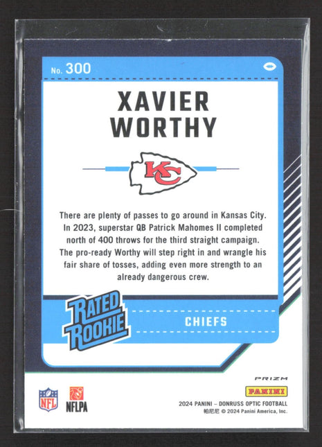 2024 Panini Optic Xavier Worthy Blue Hyper Rated Rookie #300