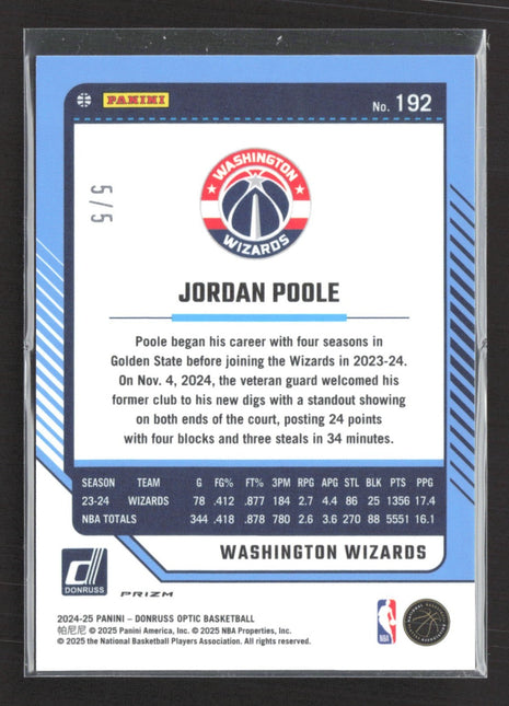 2024-25 Panini Donruss Optic - Jordan Poole #93 Green Glitter Prizm /5