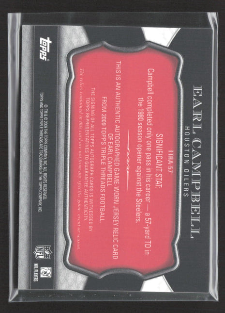 2009 Topps Triple Threads Auto Relics Earl Campbell #TTRA-57 /25 MVP ROY