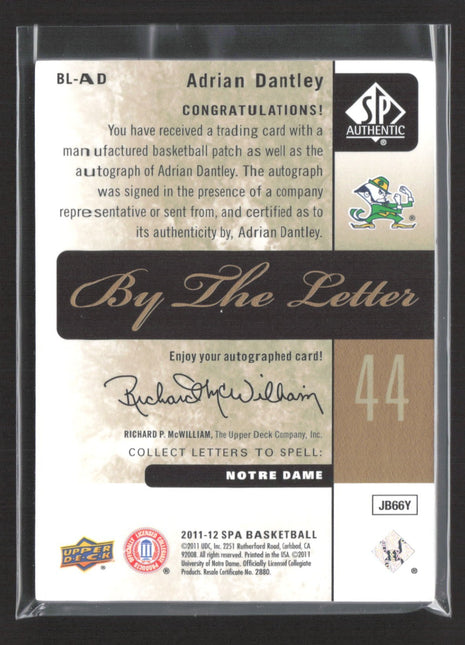 2011-12 SP Authentic By the Letter Signatures Adrian Dantley #BL-AD  Auto /50