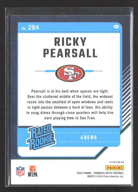 2024 Panini Donruss Optic Rated Rookie Ricky Pearsall #284 Purple Shock Prizm RC