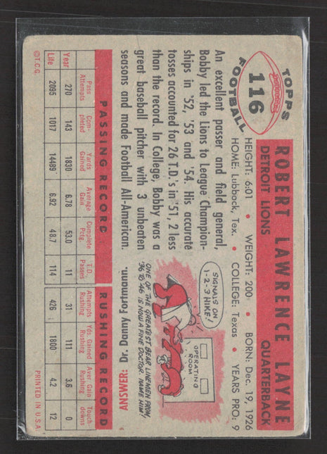 1956 Topps - Bobby Layne #116