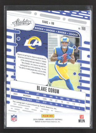 2024 Panini Absolute - Rookies Blake Corum #168 Signatures Rc Auto