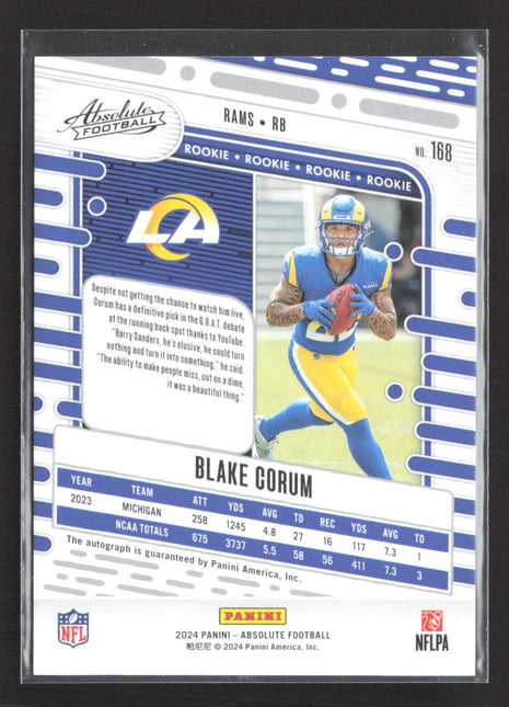 2024 Panini Absolute - Rookies Blake Corum #168 Signatures Rc Auto