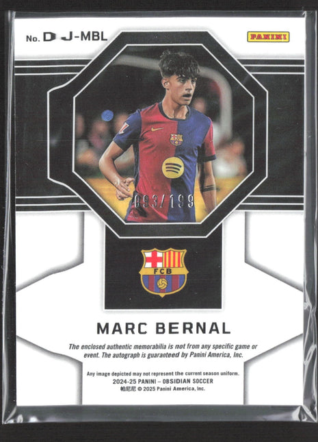2024-25 Panini Obsidian - Dual Jersey Ink Marc Bernal #DJ-MBL /199 (RC) Auto