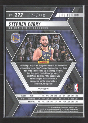 2024-25 Panini Mosaic Stephen Curry #272 Fluorescent Purple Mosaic Prizm /249
