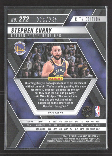 2024-25 Panini Mosaic Stephen Curry #272 Fluorescent Purple Mosaic Prizm /249