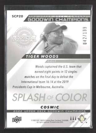 2022 UD Goodwin Champions Splash of Color Tiger Woods #SCP20 /199