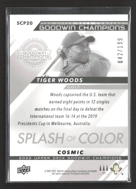 2022 UD Goodwin Champions Splash of Color Tiger Woods #SCP20 /199