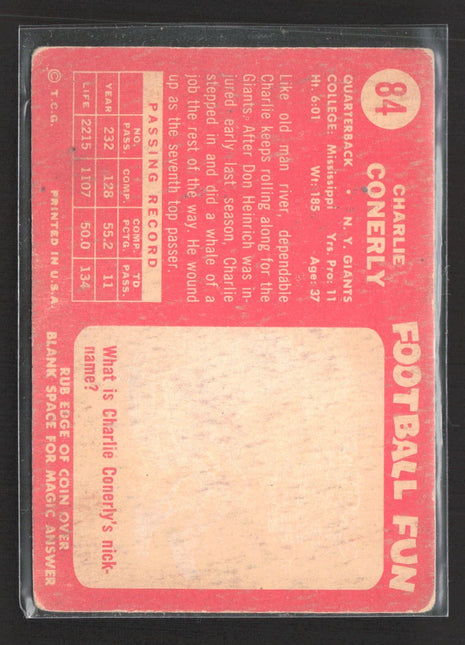 1958 Topps - Charlie Conerly #84