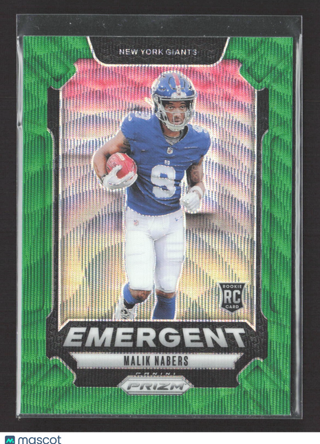 2024 Panini Prizm - Emergent Malik Nabers #6 Green Wave Prizm (RC)