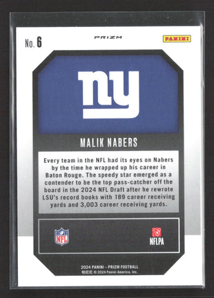 2024 Panini Prizm - Emergent Malik Nabers #6 Green Wave Prizm (RC)