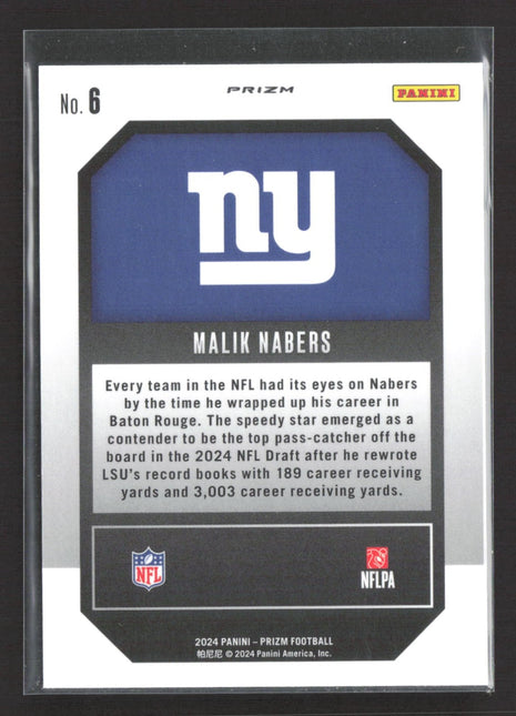 2024 Panini Prizm - Emergent Malik Nabers #6 Green Wave Prizm (RC)