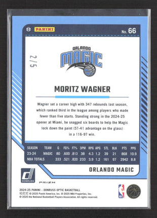 2024-25 Panini Optic Moritz Wagner Green Prizm /5 #66