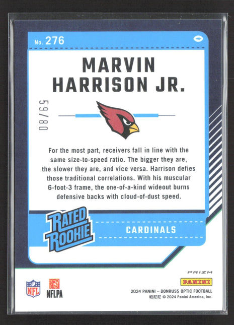 2024 Panini Optic Marvin Harrison Jr Rated Rookie Pink Velocity /80 #276