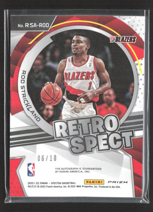 2021-22 Panini Spectra Retrospect Auto Rod Strickland #RSA-ROD Gold Prizm /10