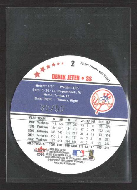 2003 Fleer Hardball - Derek Jeter #2 Platinum Edition /50