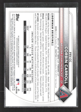 2025 Bowman Retail Autographs Corbin Carroll #PRV-CC Gold /50 Auto