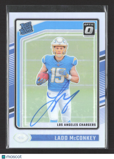 2024 Panini Optic Rated Rookie Ladd McConkey #266 Holo Prizm Auto /150