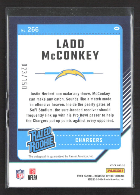 2024 Panini Optic Rated Rookie Ladd McConkey #266 Holo Prizm Auto /150