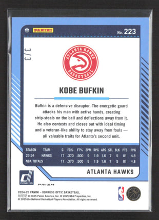 2024-25 Panini Optic Kobe Bufkin Black Prizm /3 #223
