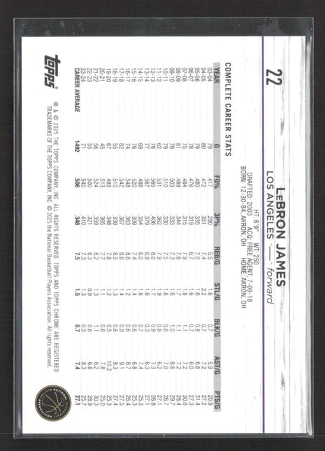 2024-25 Topps Chrome - LeBron James #22 Orange Refractor /25