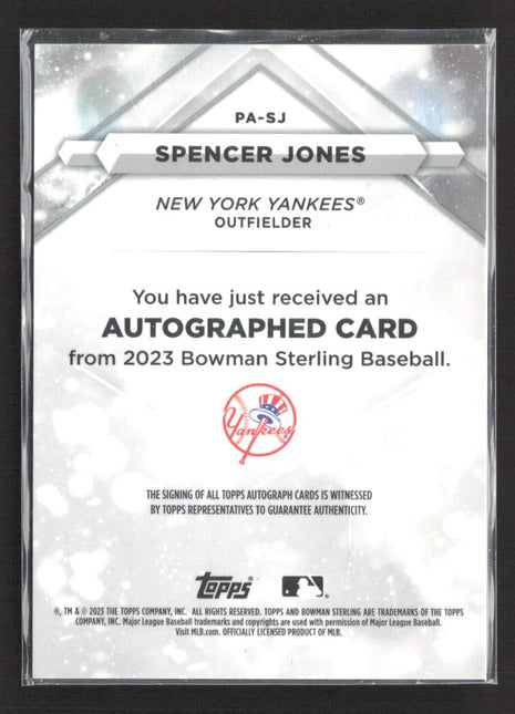 2023 Bowman Sterling - Prospect Autographs Spencer Jones #PA-SJ Rc Auto