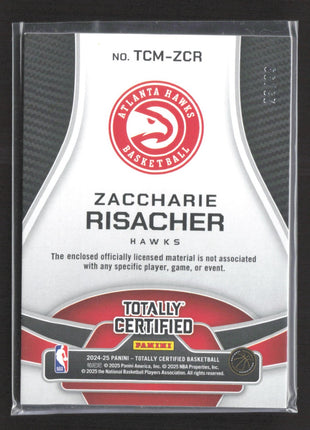 2024-25 Panini Totally Certified Zaccharie Risacher #TCM-ZCR Purple /99 Patch