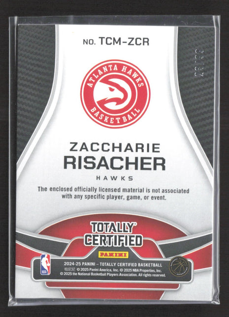 2024-25 Panini Totally Certified Zaccharie Risacher #TCM-ZCR Purple /99 Patch