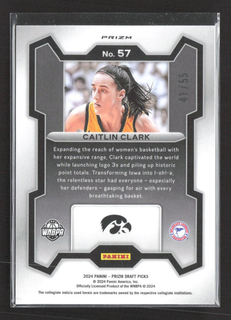2024 Panini Prizm Draft Picks - Caitlin Clark #57 Purple Pulsar Rc /55