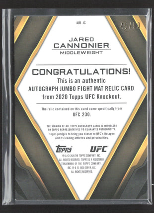 2020 Topp UFC Knockout Jumbo Fight Mat Relic Auto Jared Cannonier /50 #AJR-JC