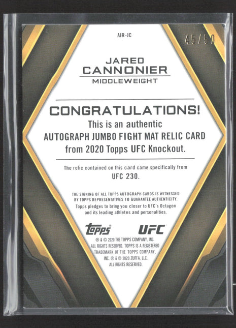 2020 Topp UFC Knockout Jumbo Fight Mat Relic Auto Jared Cannonier /50 #AJR-JC