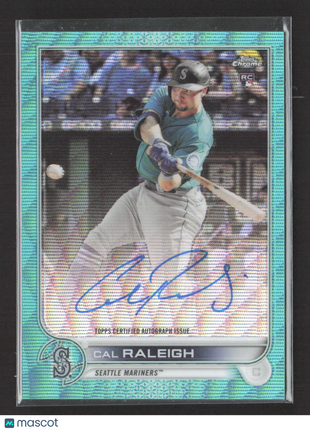 2022 Topps Chrome Rookie Auto Cal Raleigh #RA-CR Aqua Wave Refractor /199 Rc
