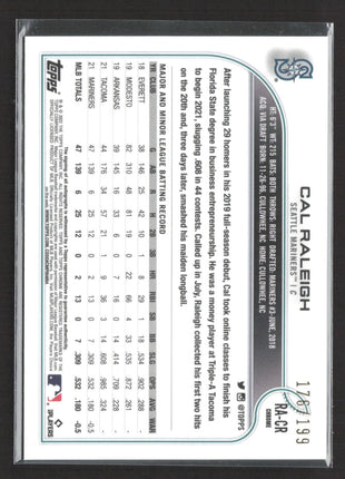 2022 Topps Chrome Rookie Auto Cal Raleigh #RA-CR Aqua Wave Refractor /199 Rc